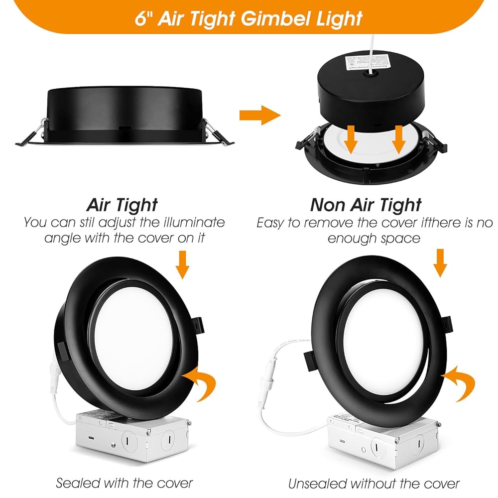 RRR　　同梱分 黒いダウンライト 6個セット Black LED Recessed Lighting 6 Inch with Junction Box, Gimbal